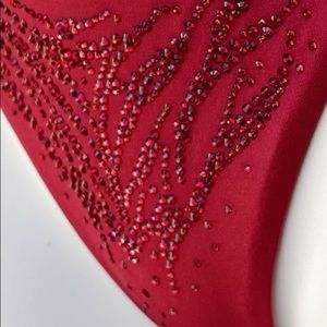 Red Dazzling Scrunch Bikini Bottom with Crystals